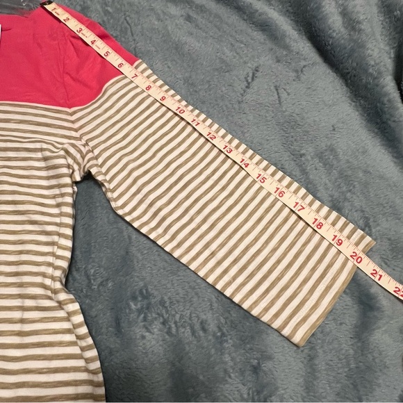 LOFT Women’s XL Pink Beige White Striped 3/4 Sleeve Tee – NWT Casual Tunic Top - Picture 7 of 7
